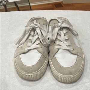 Vince Cream and Gray Casual kess leather and suede Sneakers